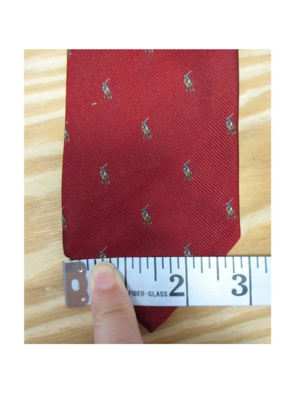 VTG Polo Ralph Lauren Neck Tie Silk Flesh Pony AOP Textured Hand Made